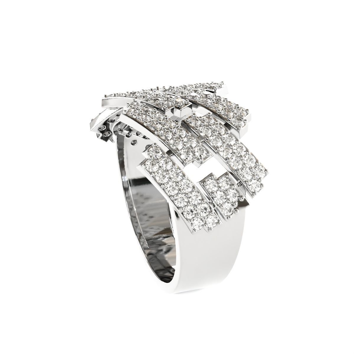 Diamond cuban link half band ring -3 3D print model_7