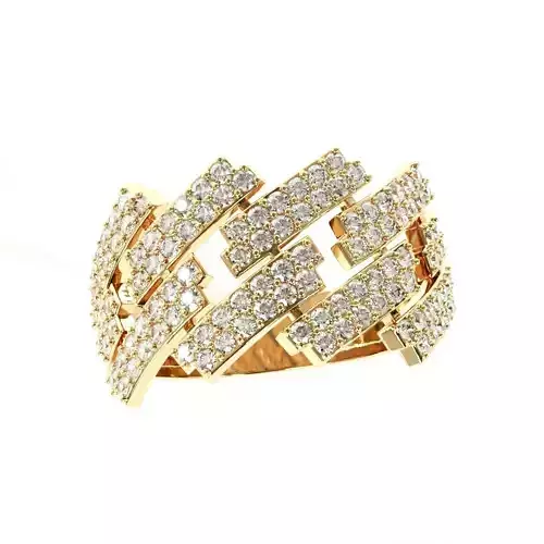 Diamond cuban link half band ring -3