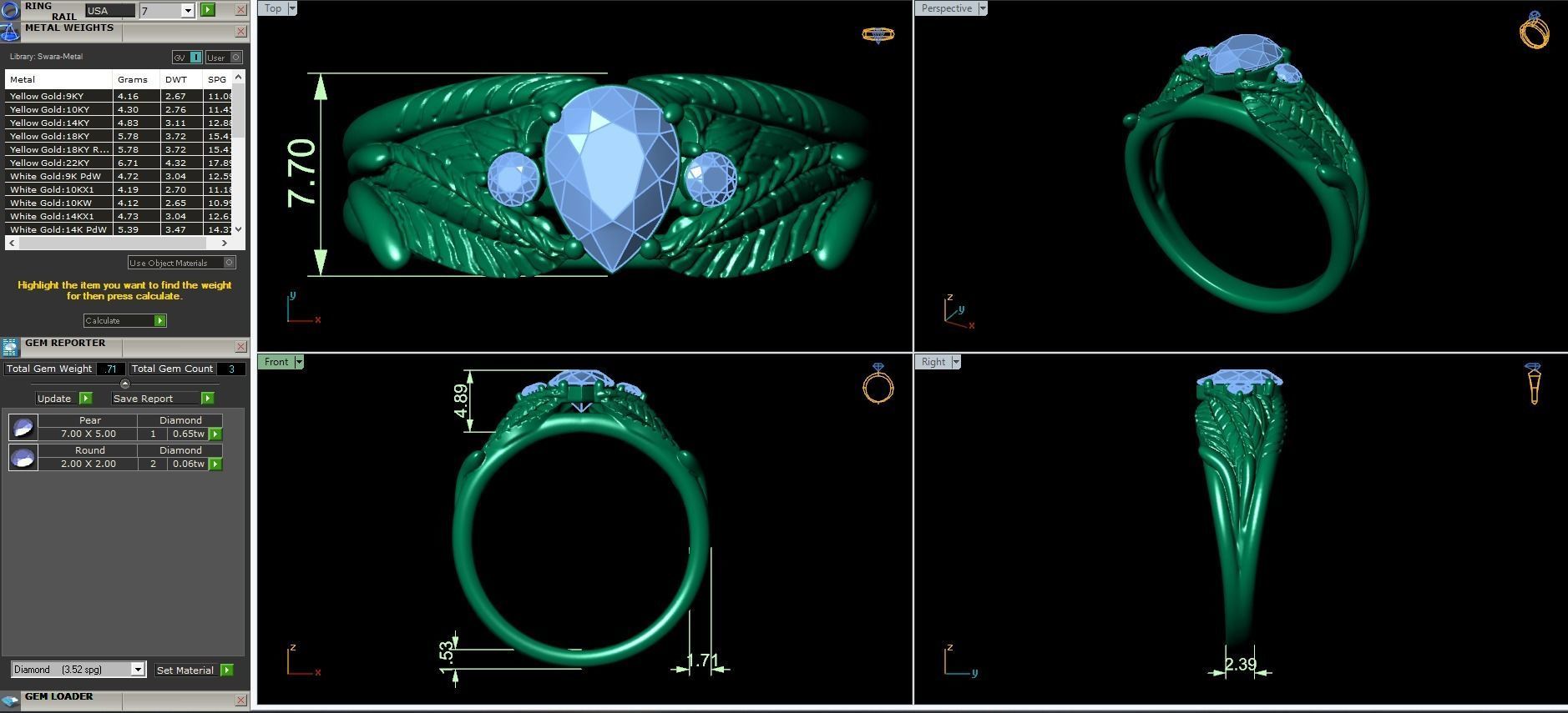 Pear fancy ring 3D print model_3