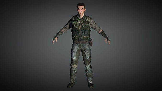 AAA Apocalypse Male Character 08 Low-poly 3D model