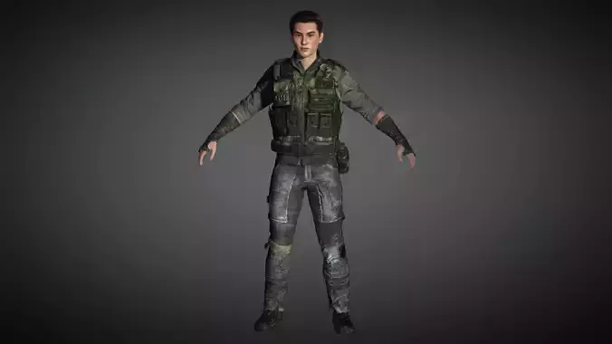 AAA Apocalypse Male Character 08 Low-poly 3D model