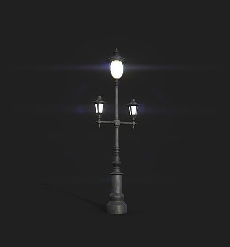 Triple Lamp Post 2 Low-poly 3D model