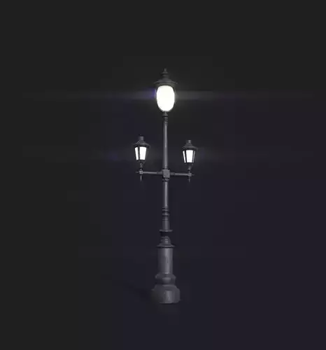 Triple Lamp Post 2 Low-poly 3D model