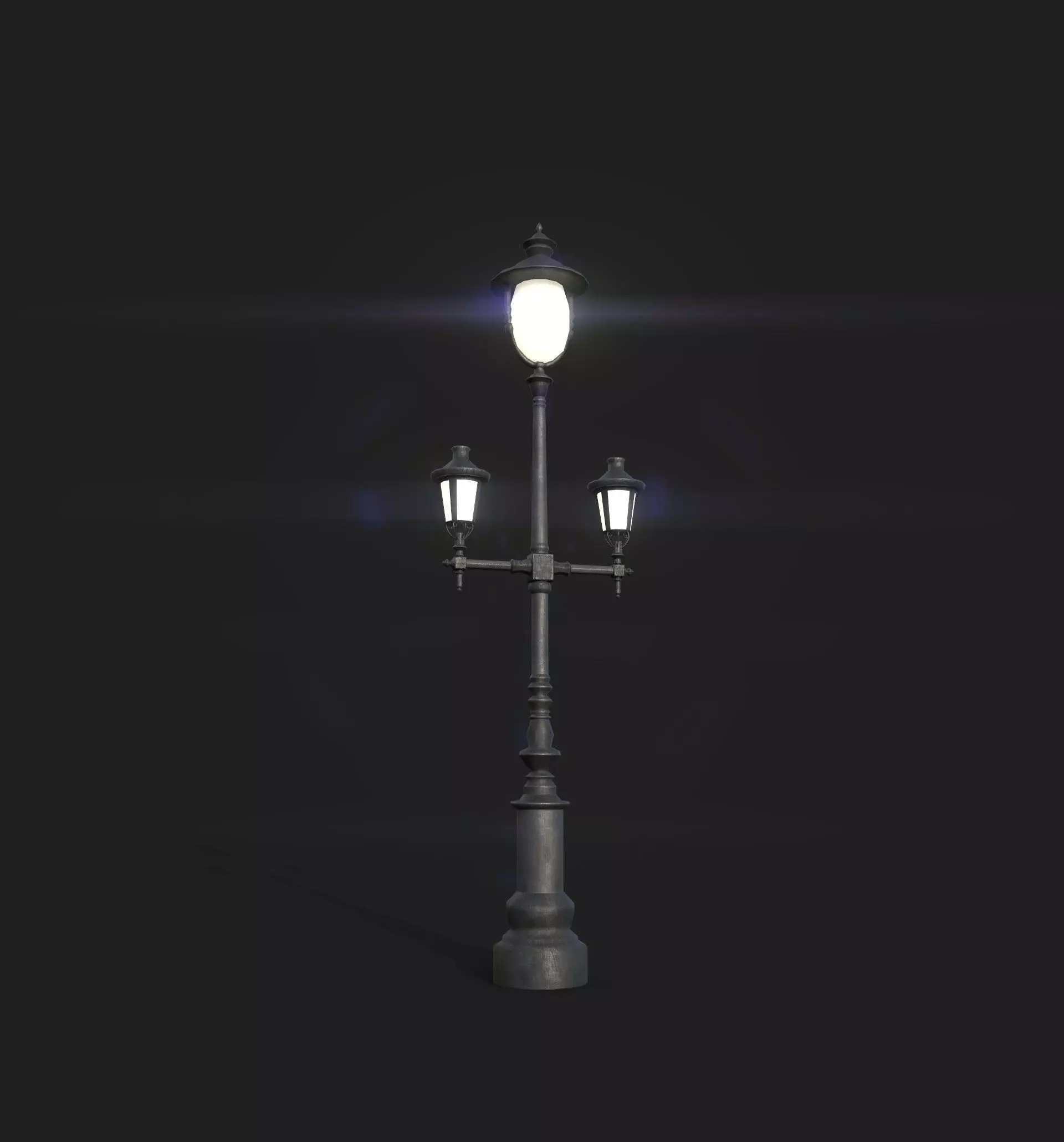 Triple Lamp Post 2 Low-poly 3D model_0