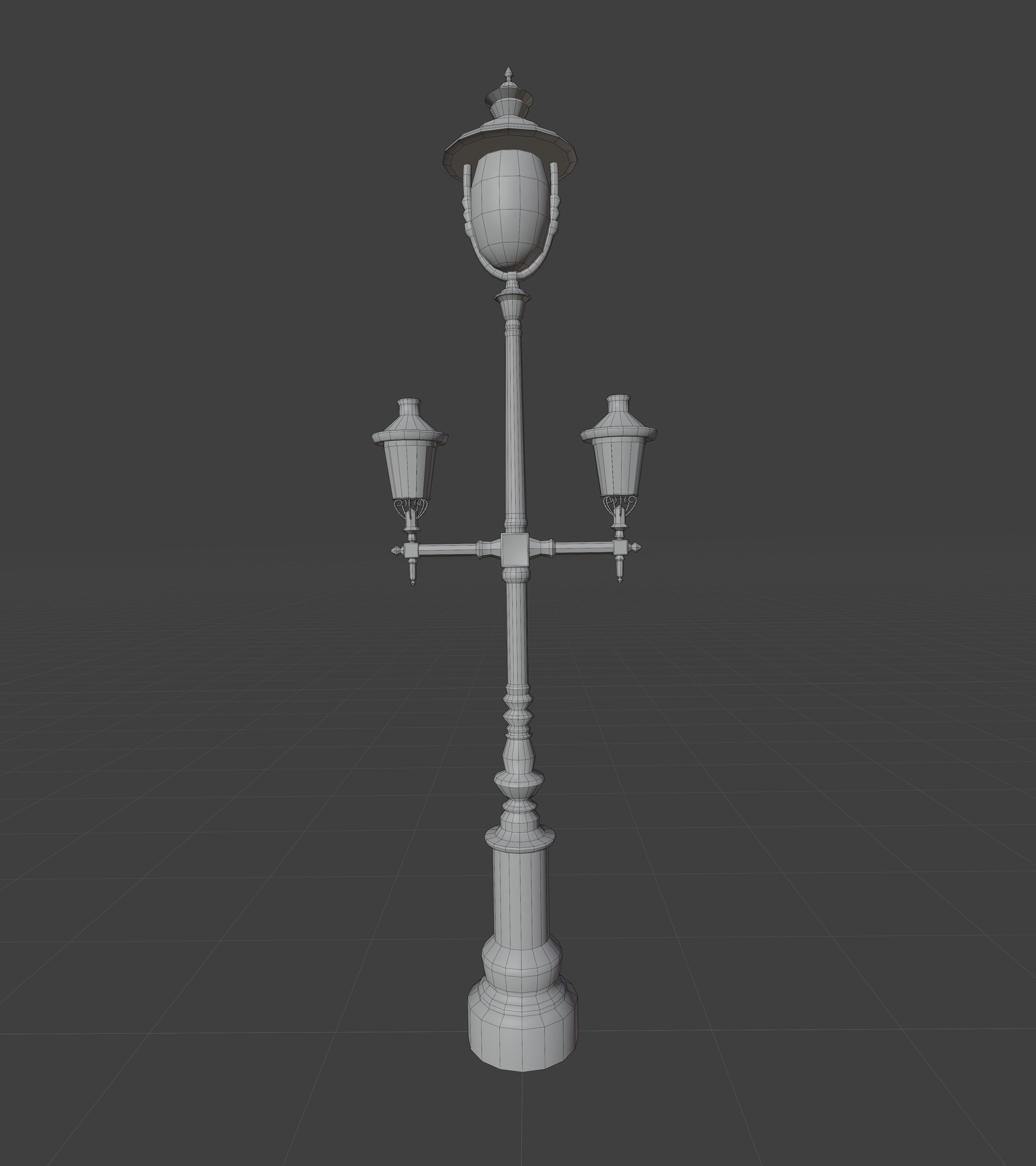 Triple Lamp Post 2 Low-poly 3D model_5