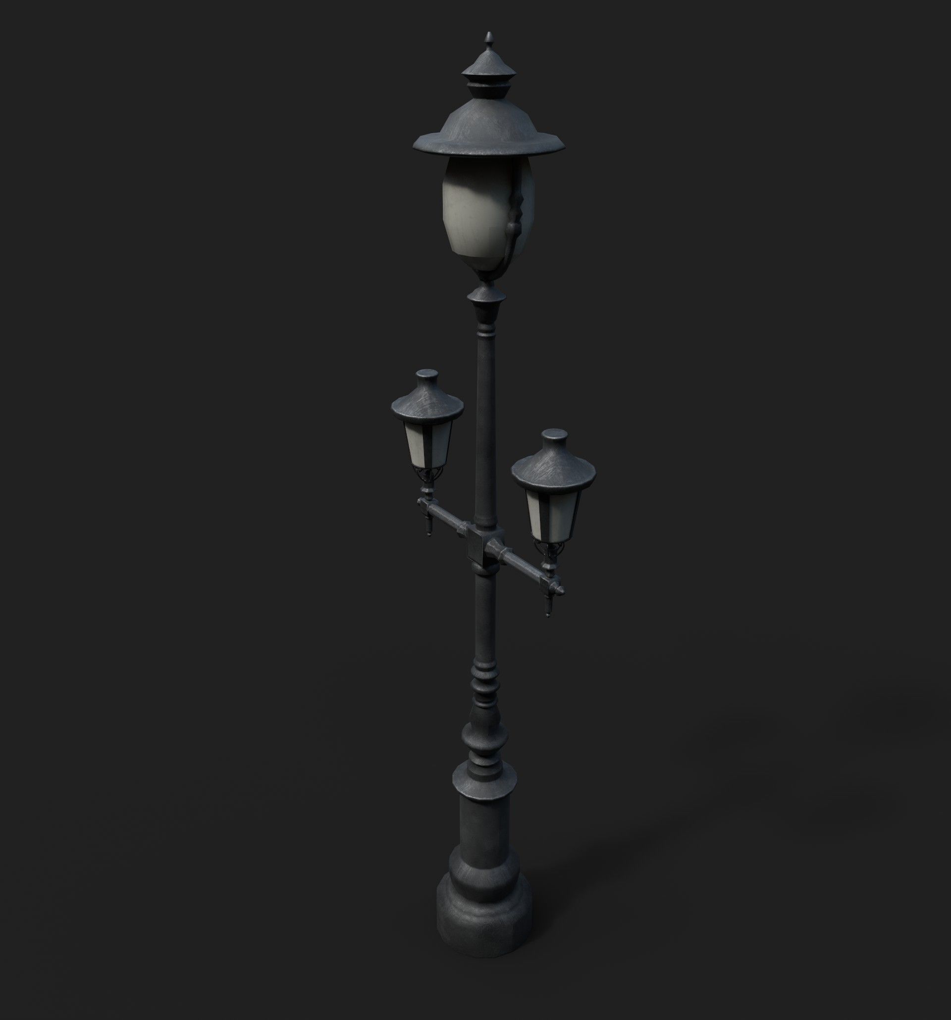 Triple Lamp Post 2 Low-poly 3D model_3