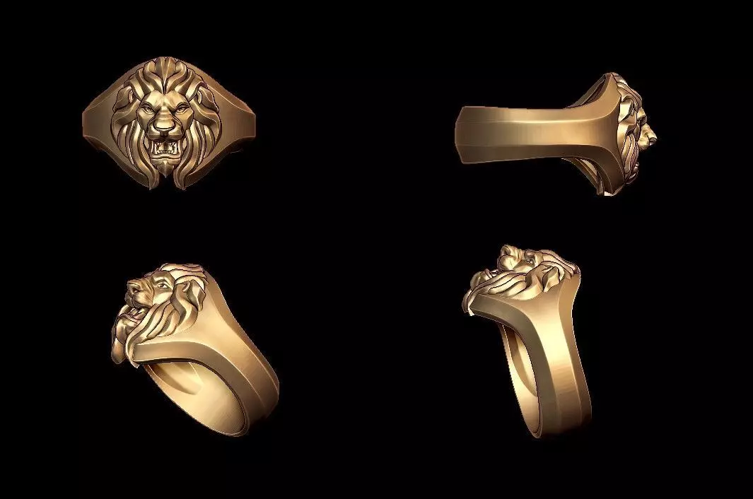 lion ring 3D print model_0