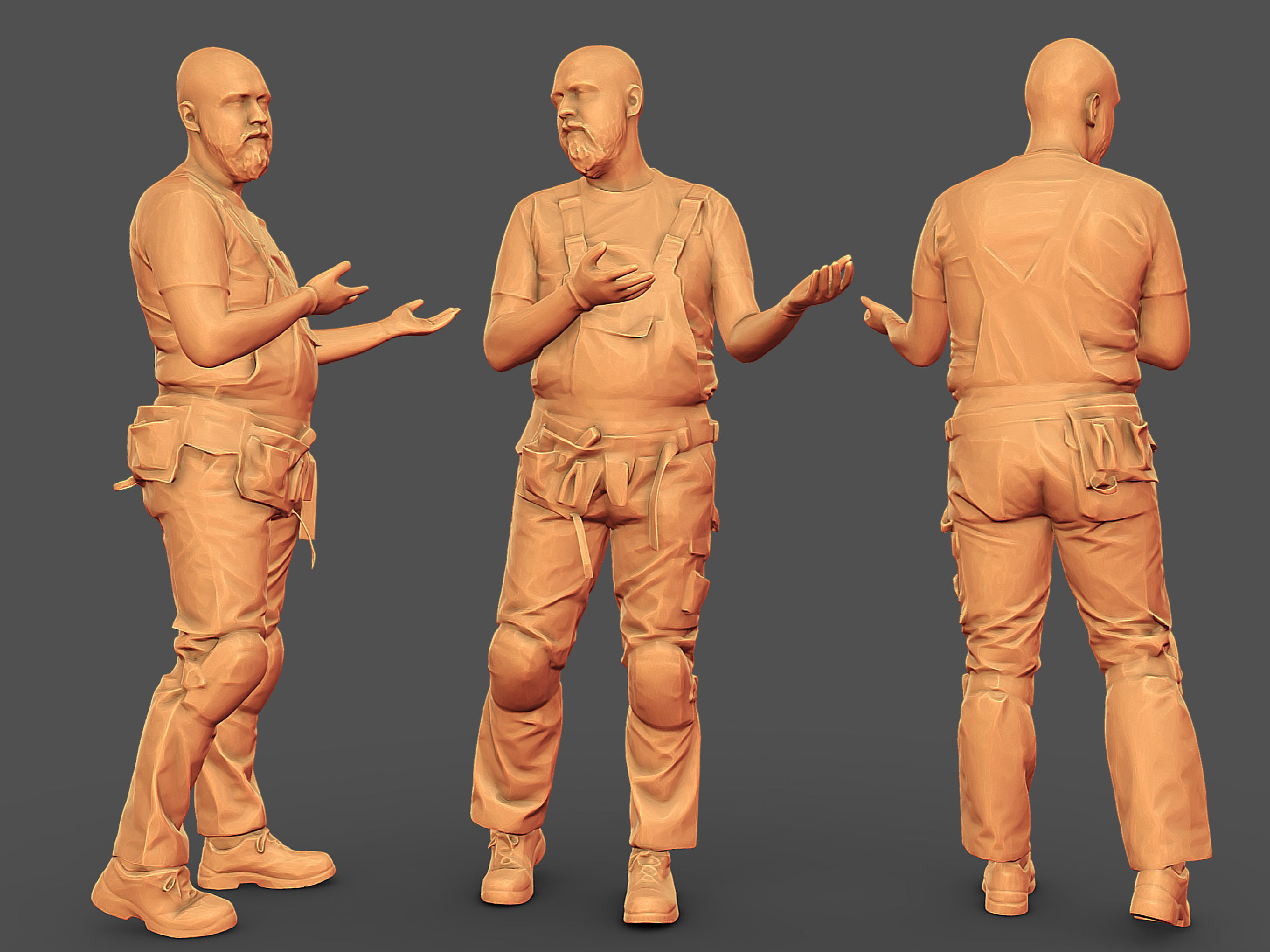 Photorealistic Construction Worker Character 3D model_2