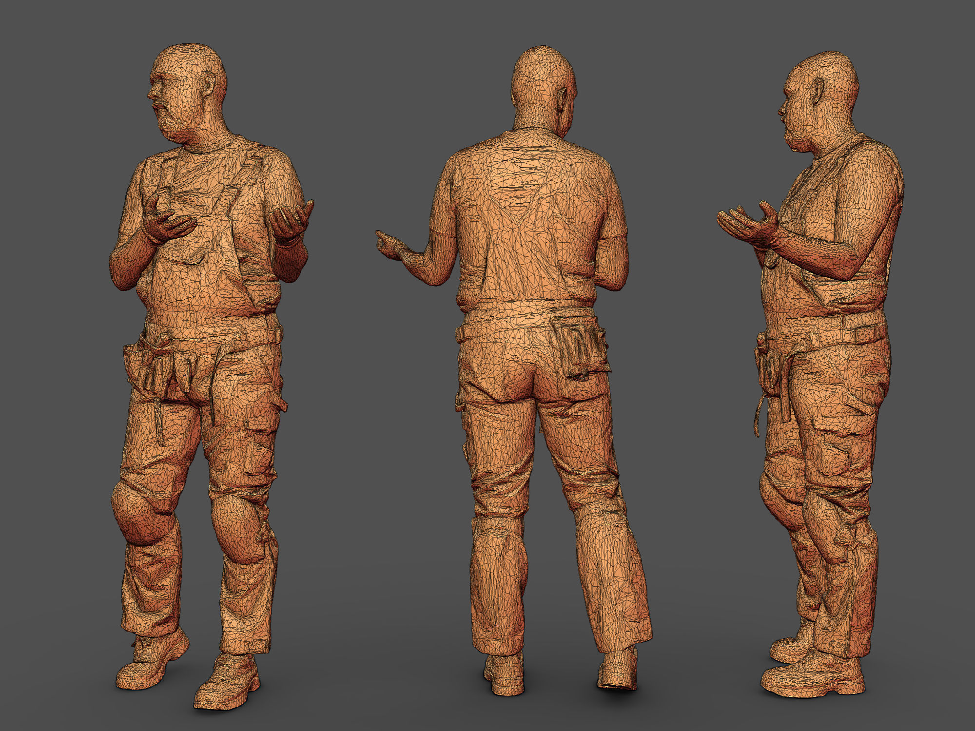 Photorealistic Construction Worker Character 3D model_7