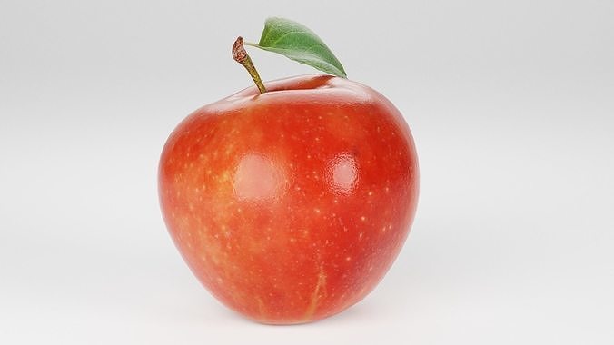 Realistic apple with leaf Low-poly 3D model 7