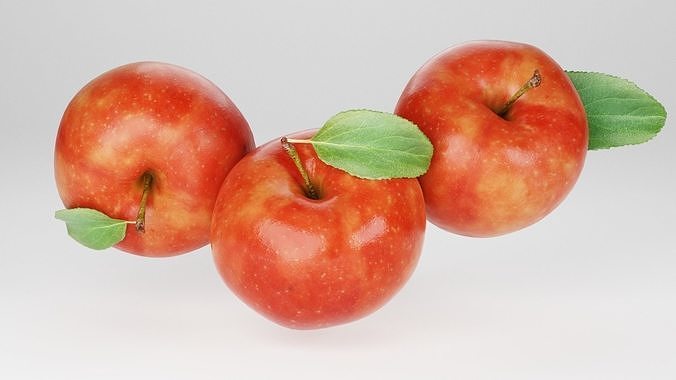 Realistic apple with leaf Low-poly 3D model 2