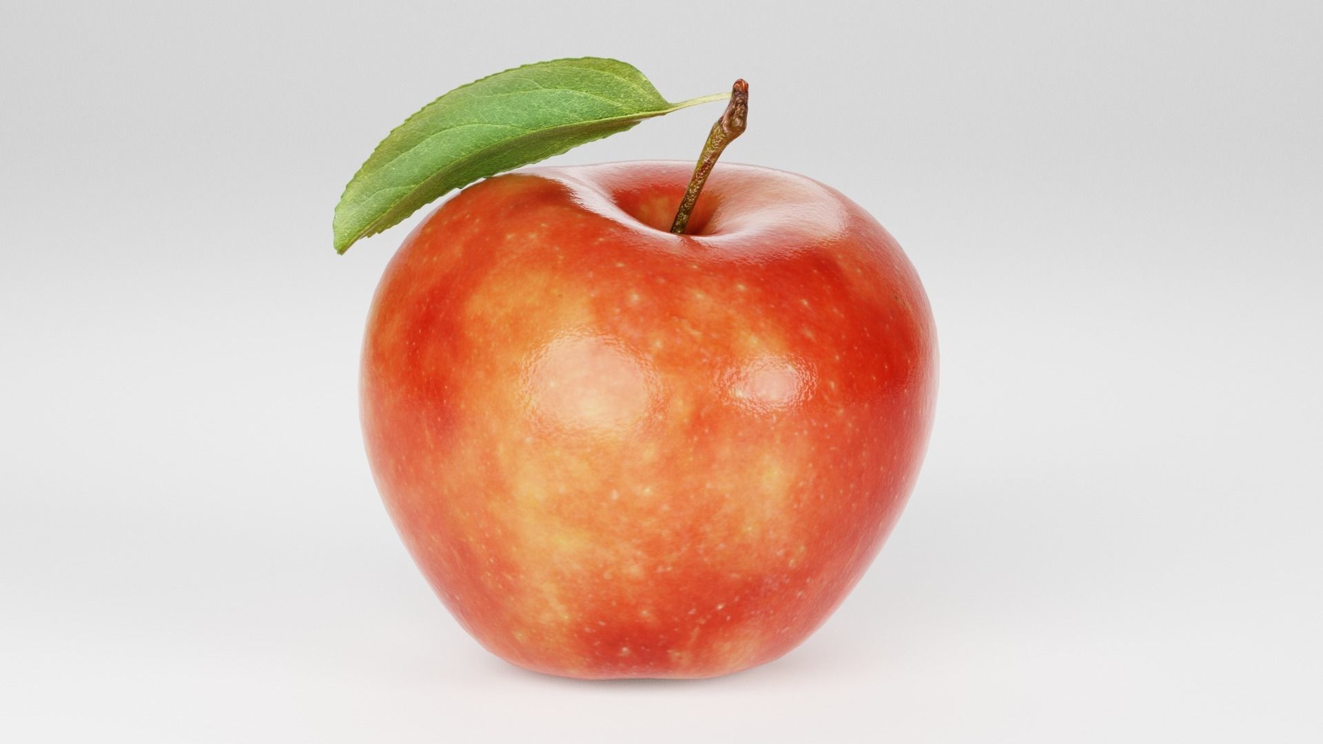 Realistic apple with leaf Low-poly 3D model_9