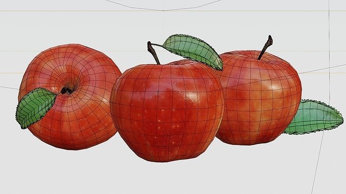 Realistic apple with leaf Low-poly 3D model 5