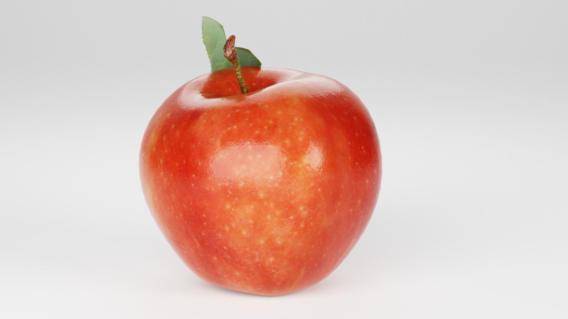 Realistic apple with leaf Low-poly 3D model_7