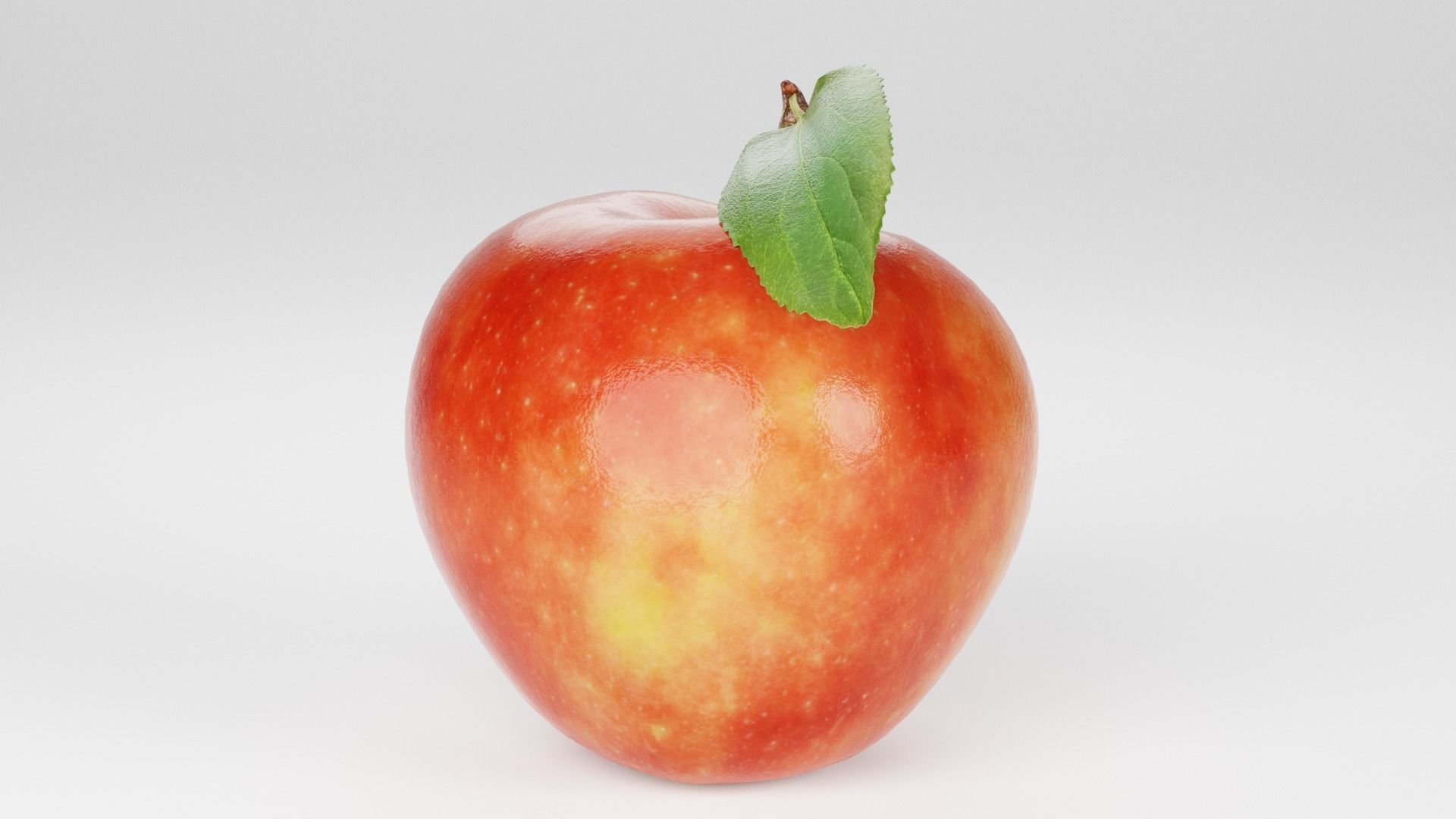 Realistic apple with leaf Low-poly 3D model_11