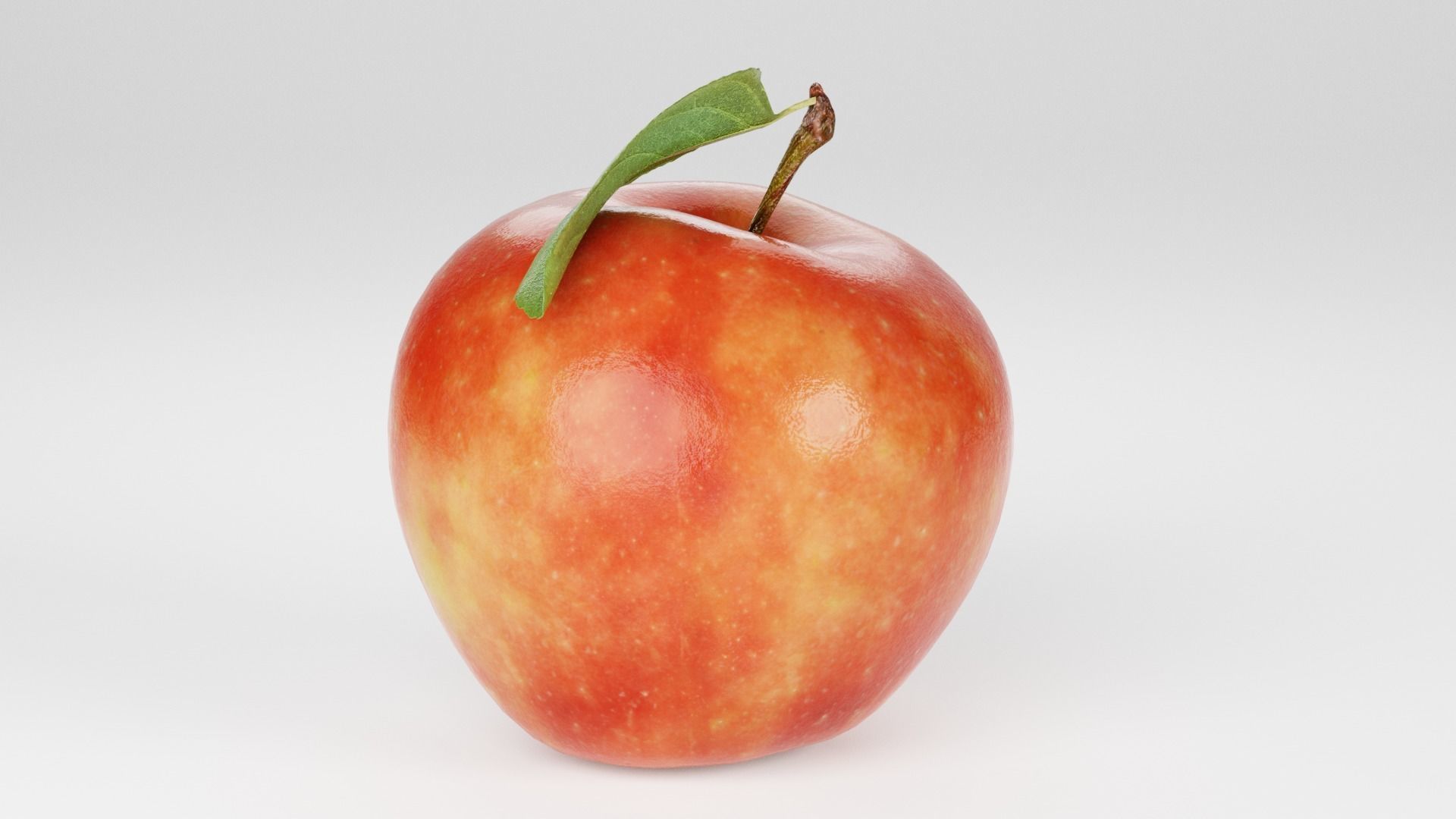Realistic apple with leaf Low-poly 3D model_10