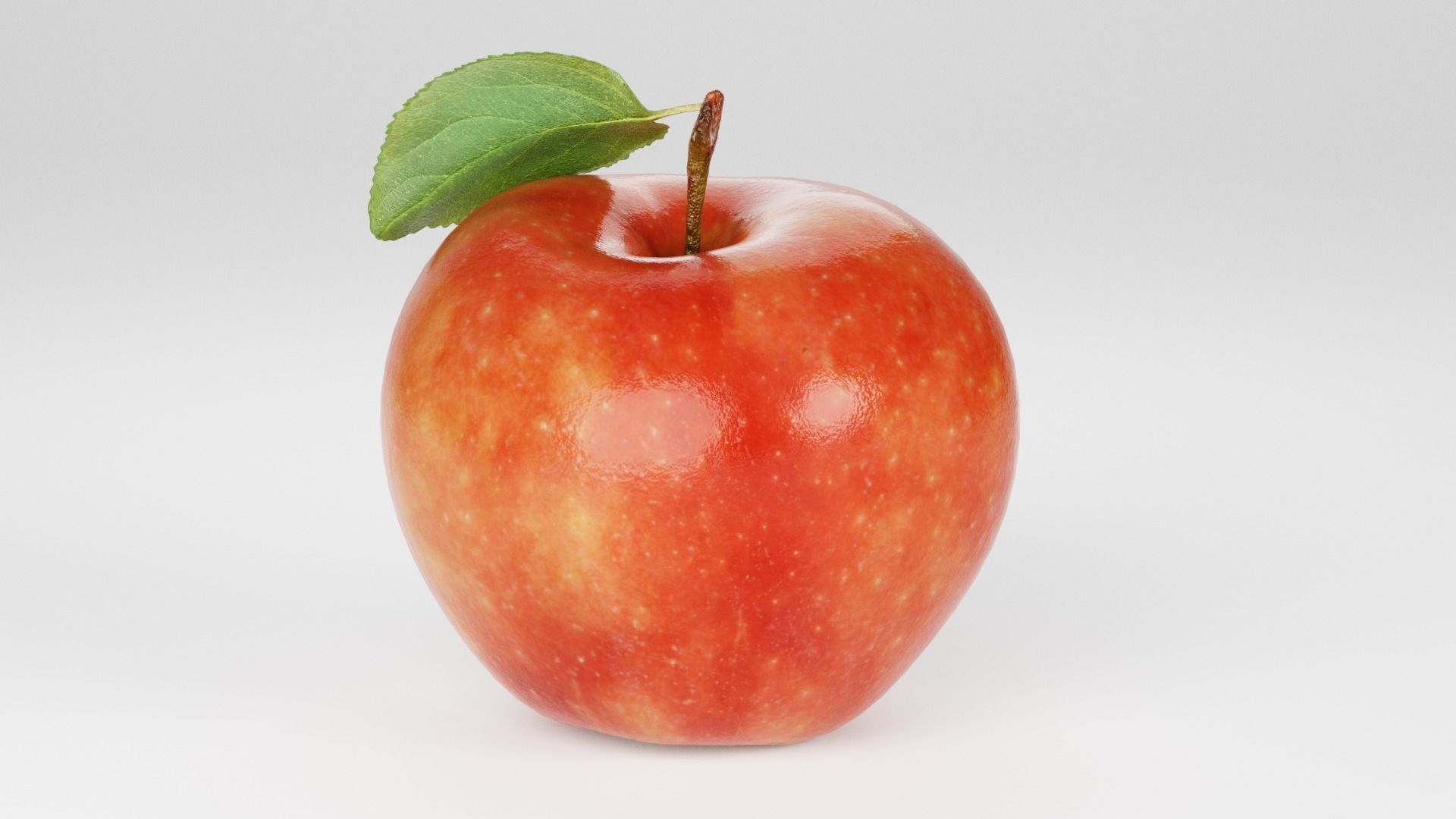 Realistic apple with leaf Low-poly 3D model_8