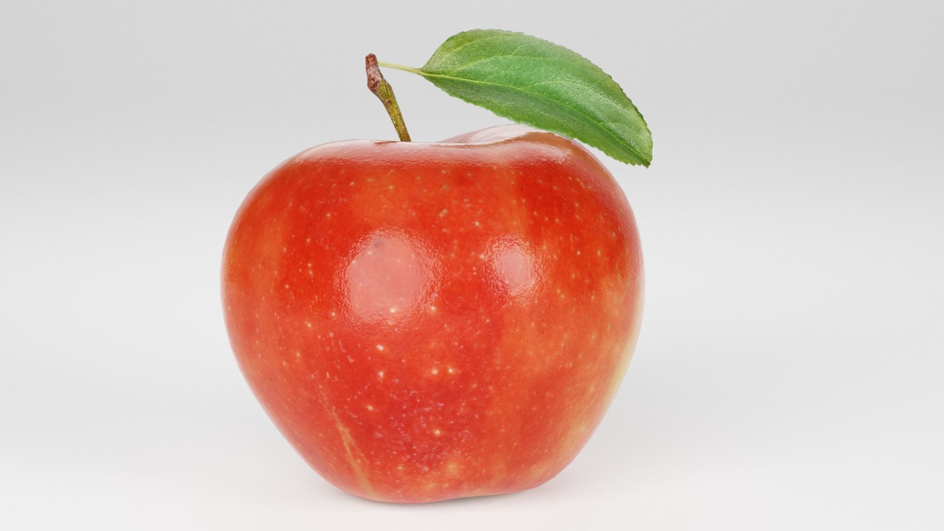 Realistic apple with leaf Low-poly 3D model_5