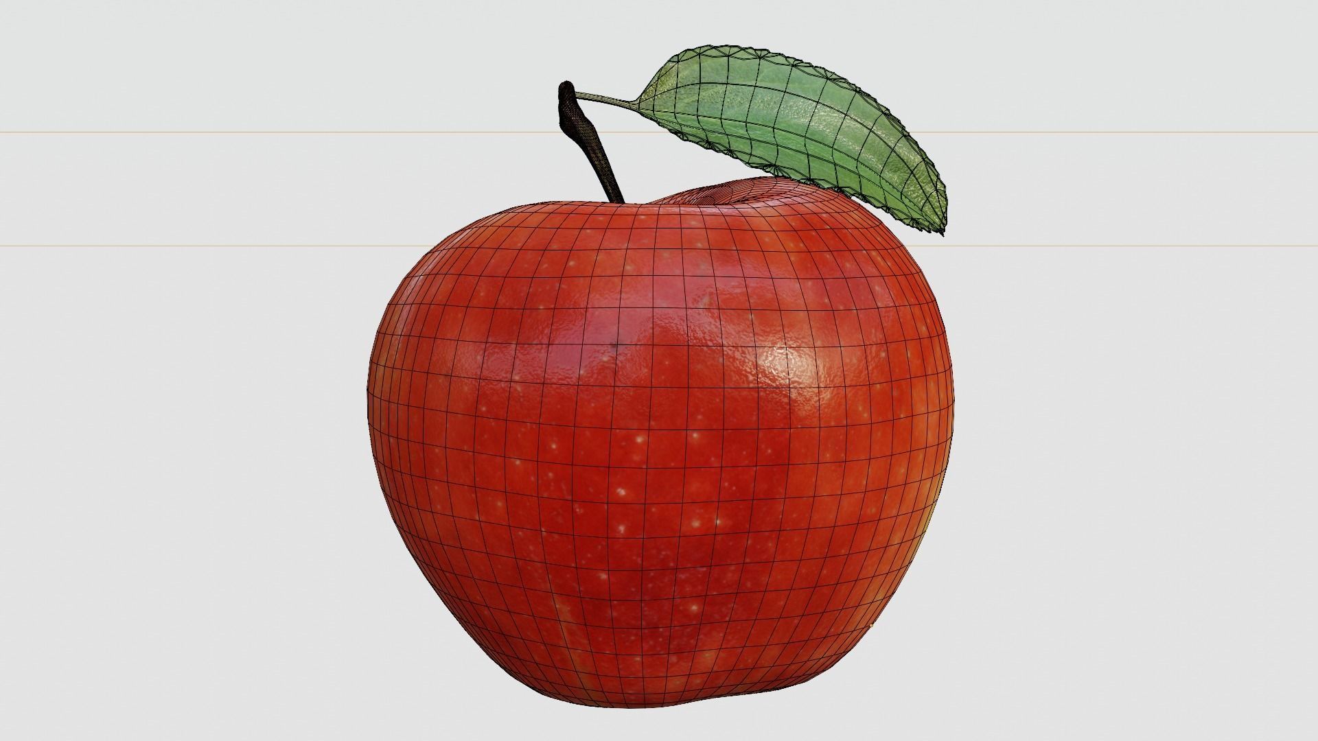 Realistic apple with leaf Low-poly 3D model_14