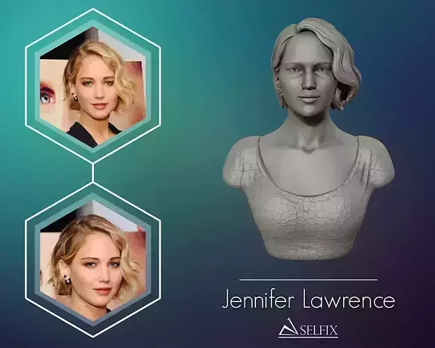 Jennifer Lawrence portrait sculpture 3D print model