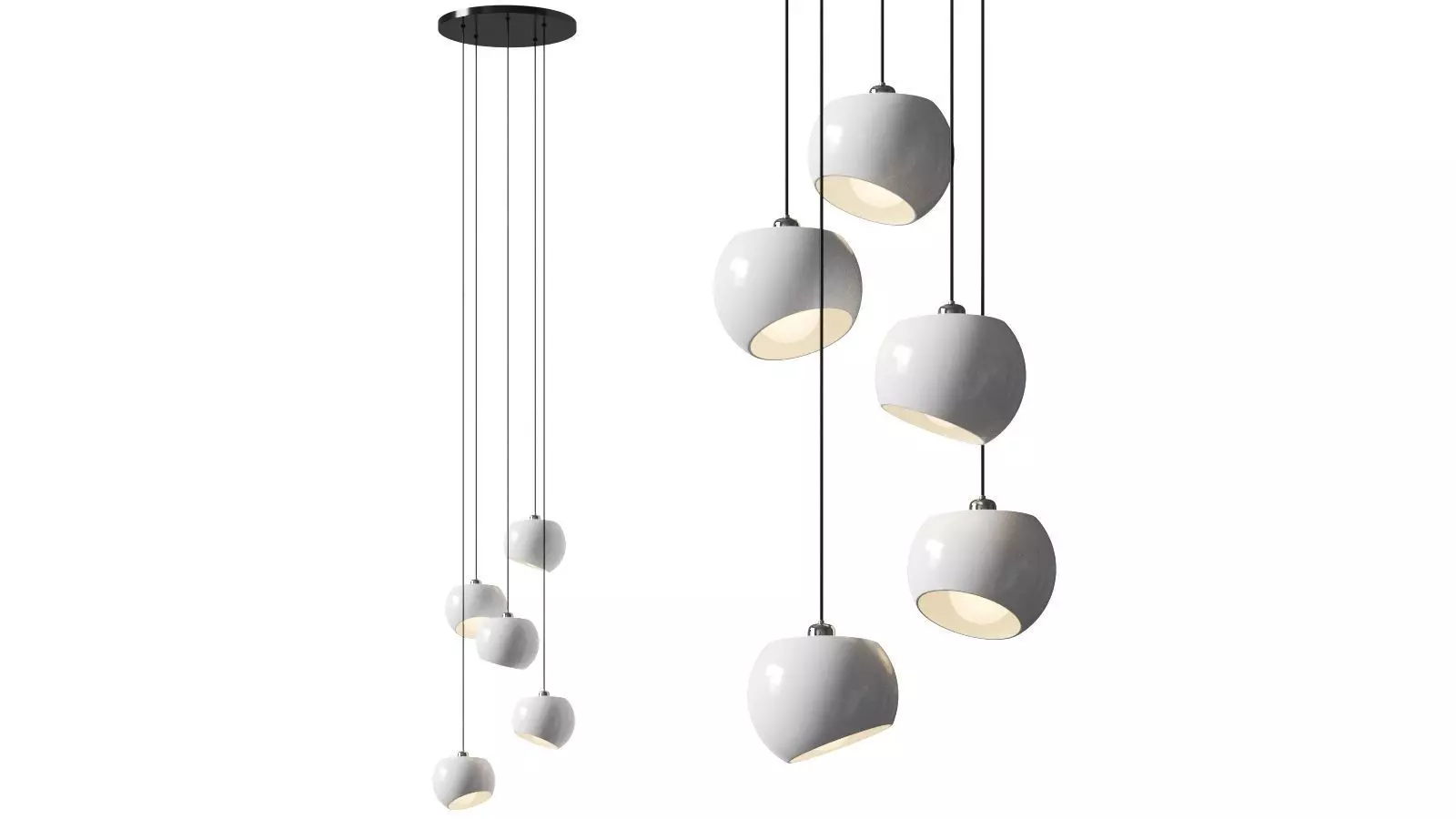 White Moons 5 Chandelier by Licht im Raum 3D model_0
