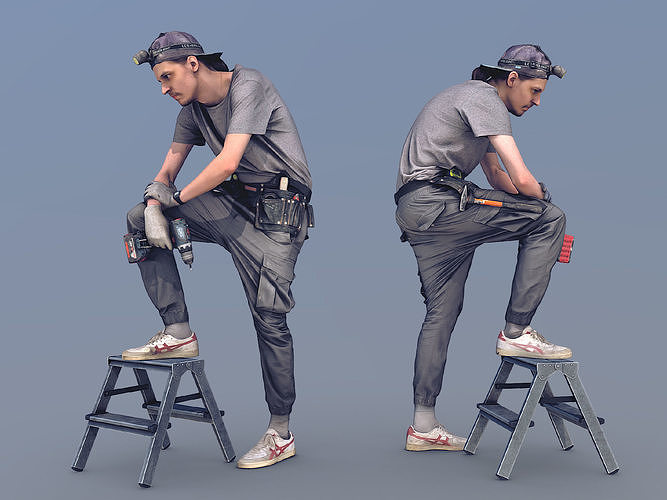 Photorealistic Construction Worker Character 3D model