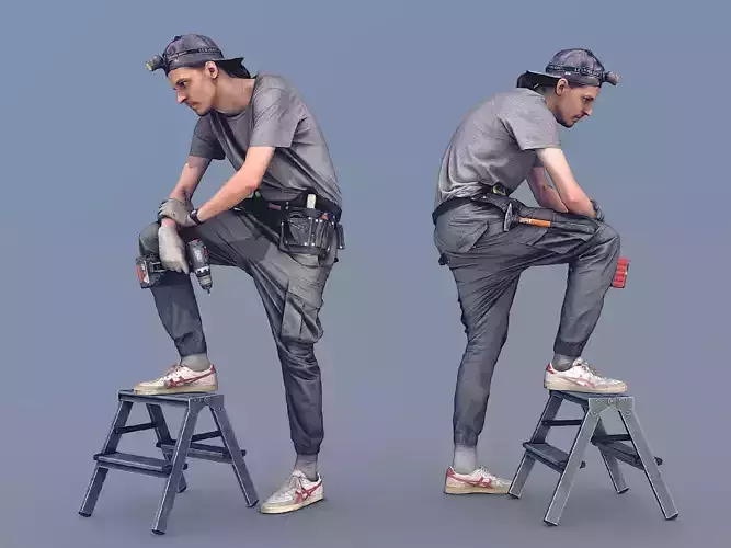 Photorealistic Construction Worker Character 3D model
