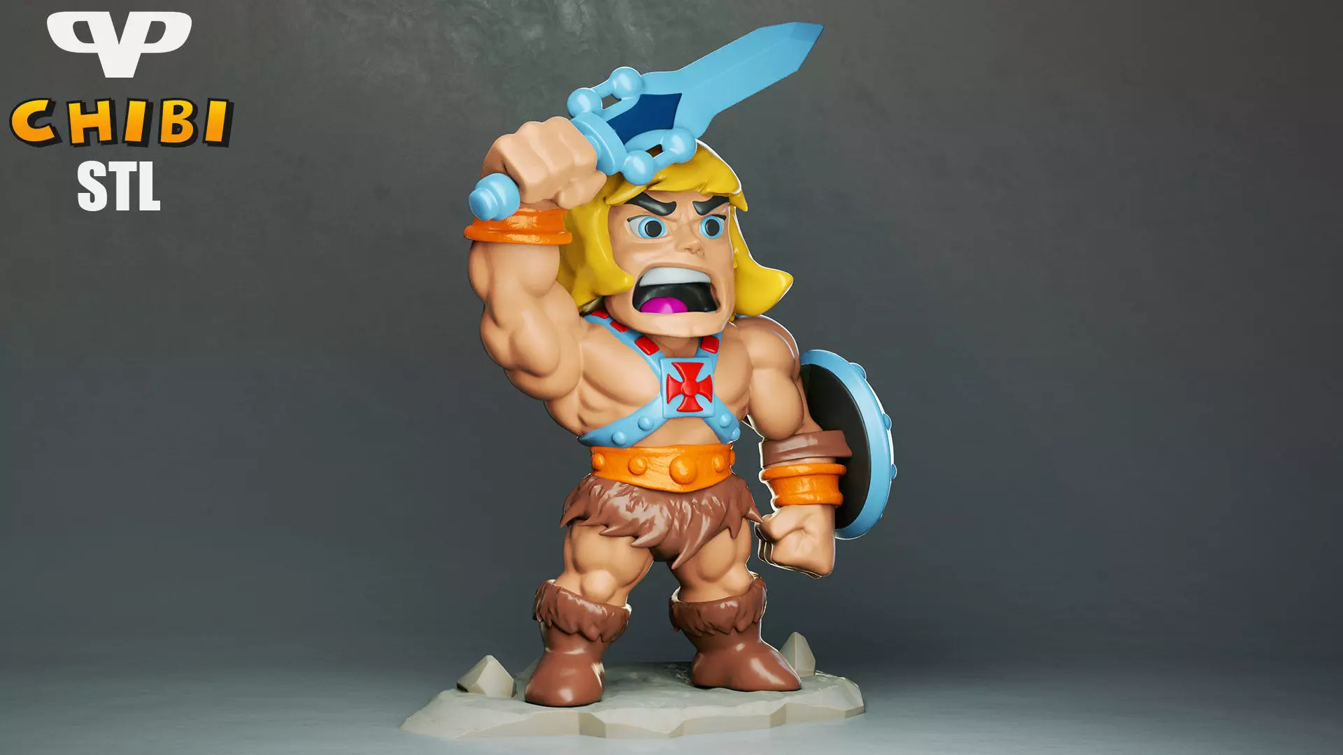 He-Man Chibi for 3D Printing STL 3D print model_0