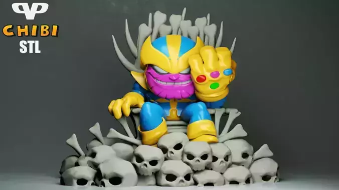 Thanos on Throne Chibi for 3D Printing STL 3D print model Thanos on Throne Chibi for 3D Printing STL 3D print model