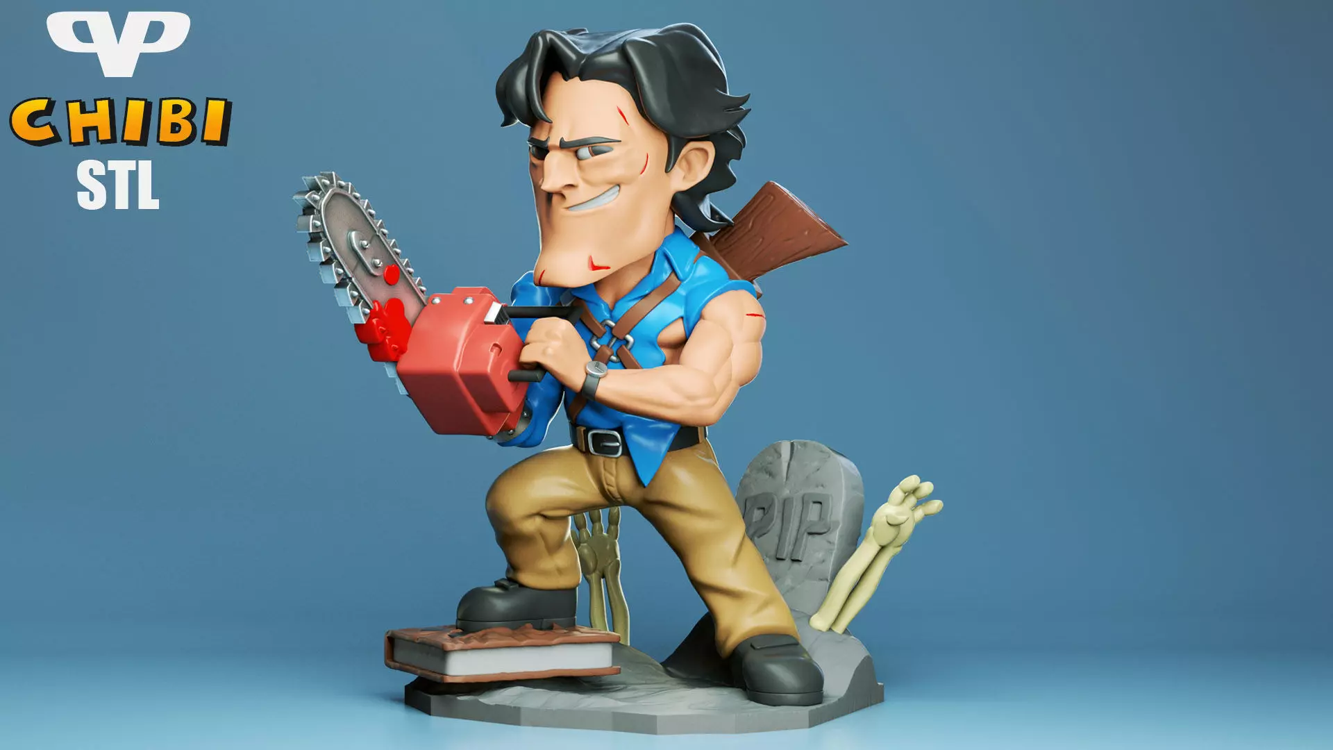 Ash Evil Dead Chibi for 3D Printing STL 3D print model_0