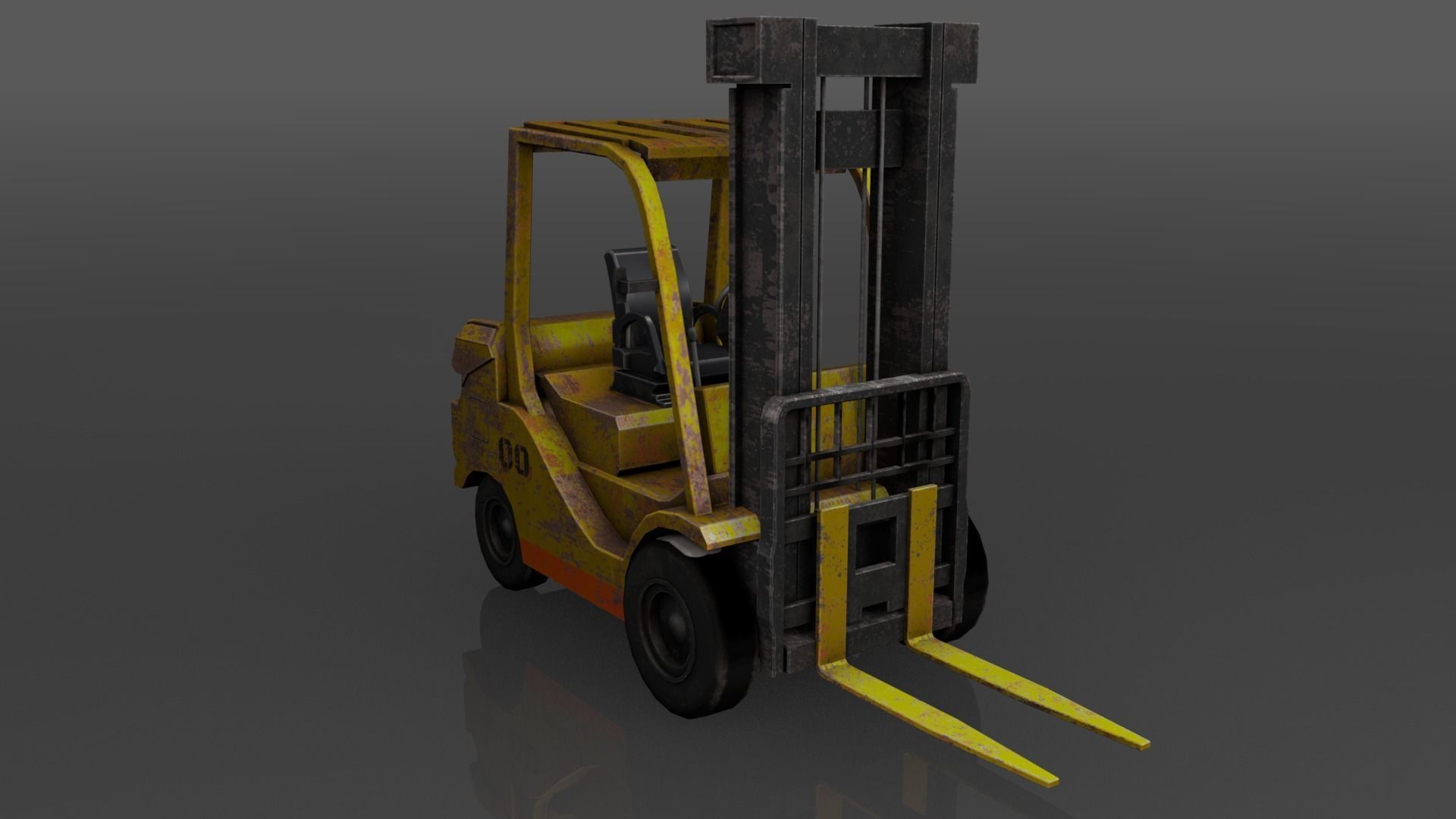 Forklift Rusty 3D model_4