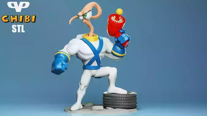 Earthworm Jim Chibi for 3D Printing STL 3D print model