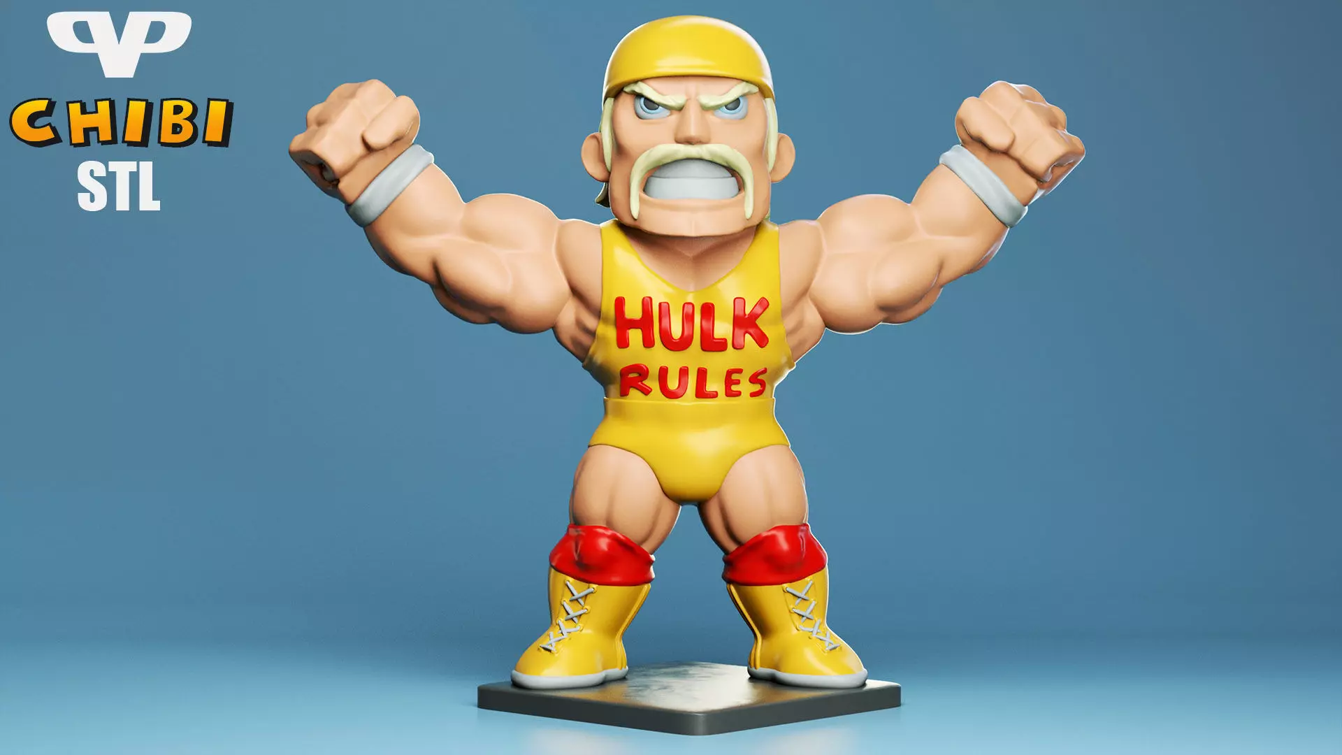 Hulk Hogan Chibi for 3D Printing STL 3D print model_0