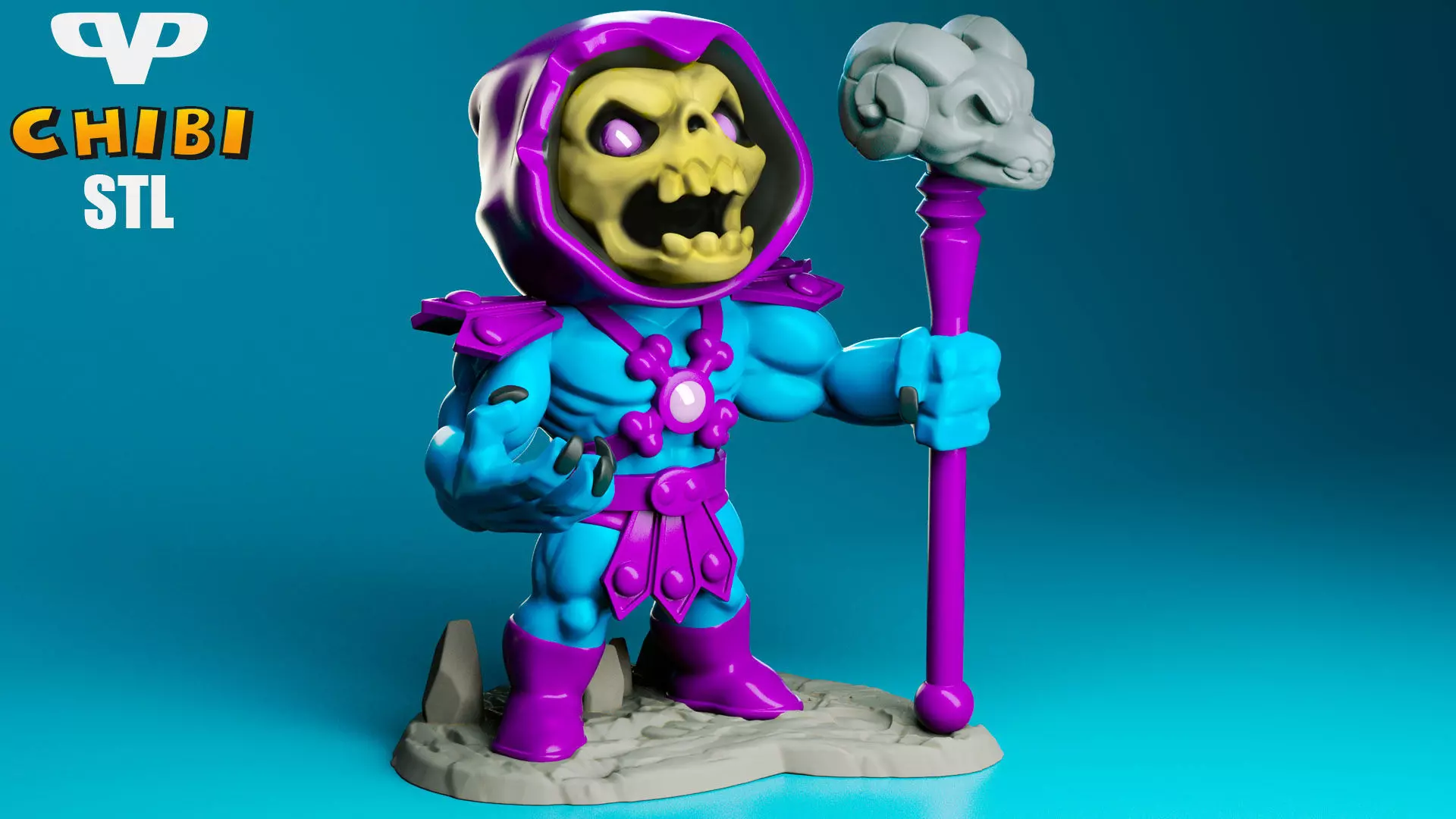 Skeletor Chibi for 3D Printing STL 3D print model_0