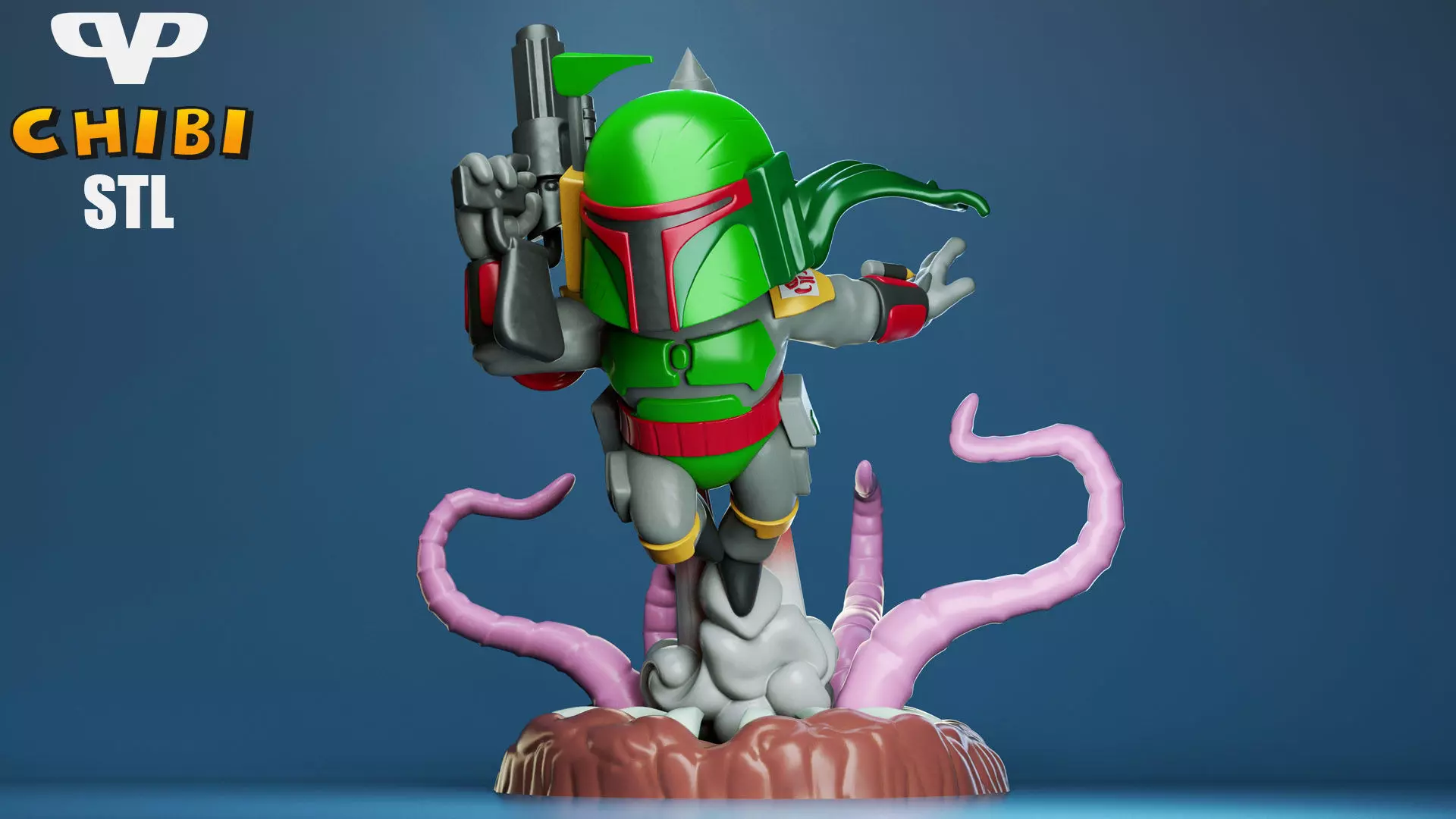 Boba Fett Chibi for 3D Printing STL 3D print model_0