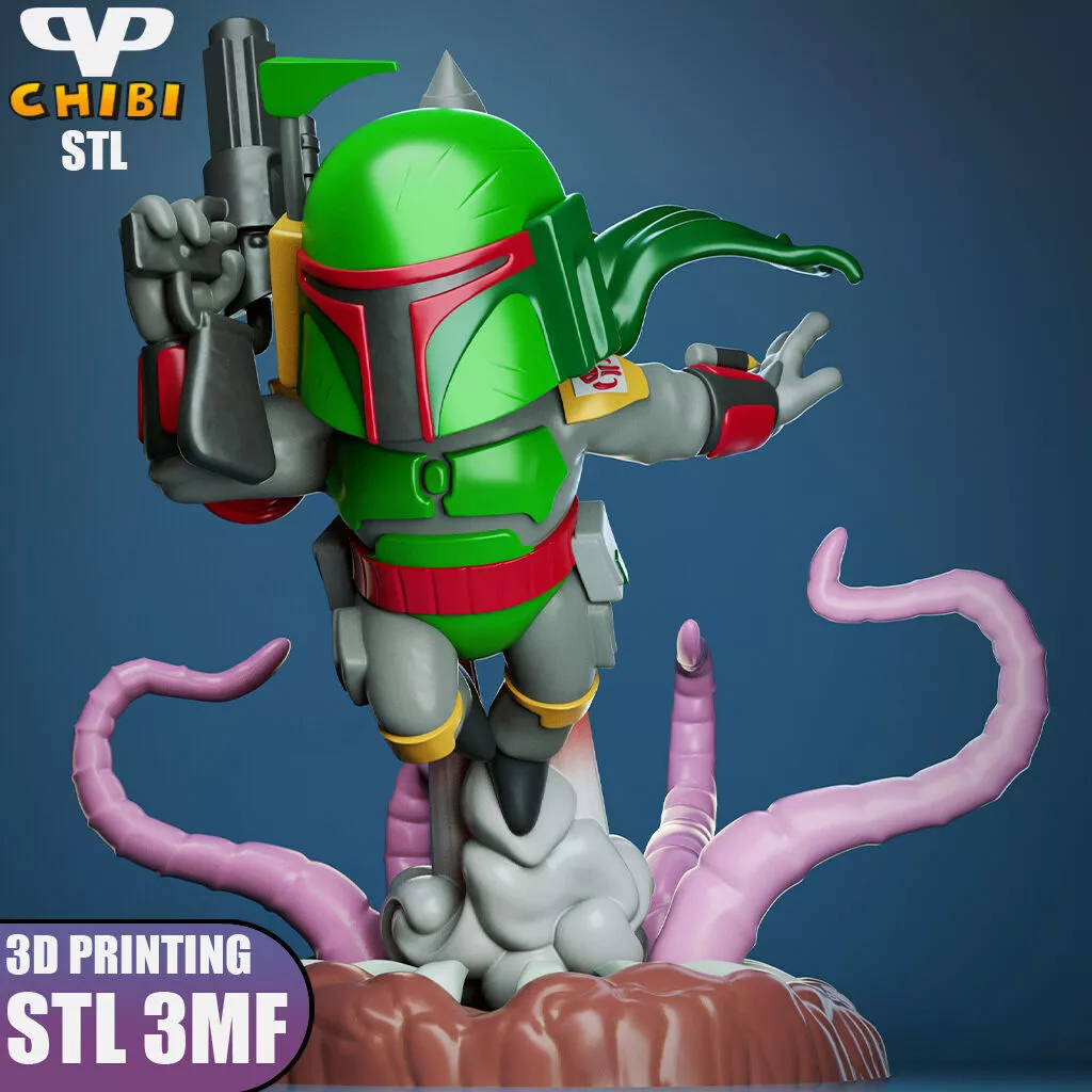 Boba Fett Chibi STL 3MF for 3D Printing 3DXM ChibiSTL 3D print model