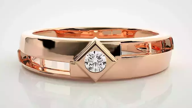 Single diamond Women solitaire ring 3dm stl render detail