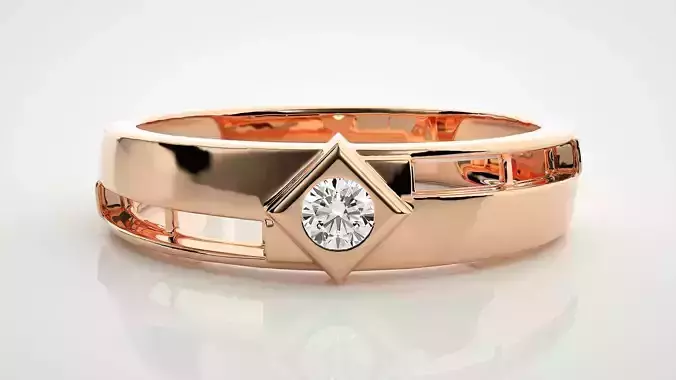 Single diamond Women solitaire ring 3dm stl render detail