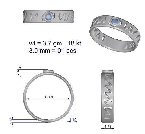 Single diamond Cuban Chain Women solitaire ring 3dm stl render 3D print model_9