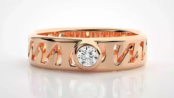 Single diamond Cuban Chain Women solitaire ring 3dm stl render 3D print model