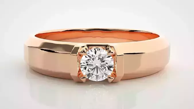 Single diamond Women solitaire ring 3dm stl render detail