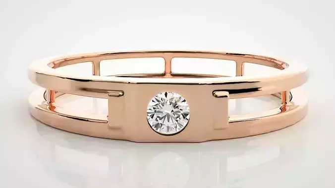 Single diamond Women solitaire ring 3dm stl render detail