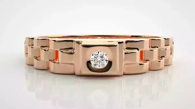 Single diamond Women solitaire ring 3dm stl render detail