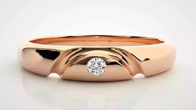 Single diamond Women solitaire ring 3dm stl render detail