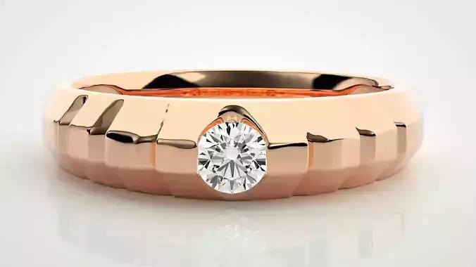 Single diamond Women solitaire ring 3dm stl render detail