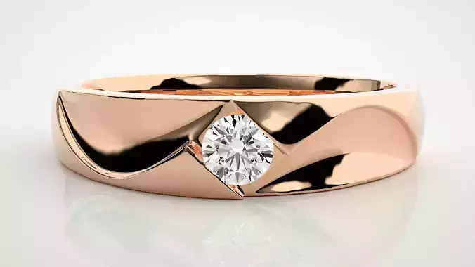 Single diamond Women solitaire ring 3dm stl render detail