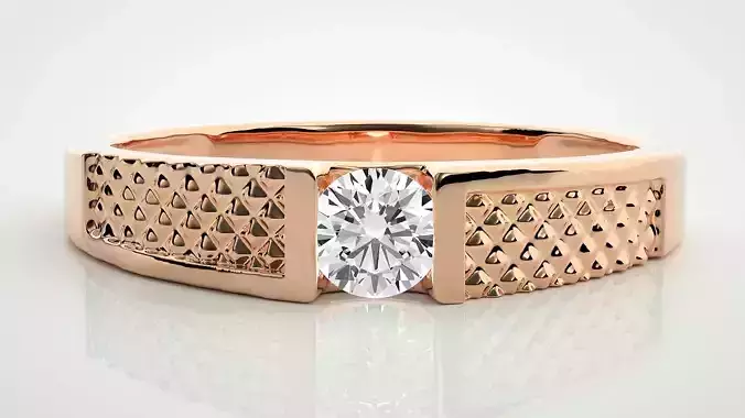 Single diamond Women solitaire ring 3dm stl render detail