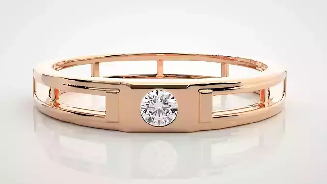 Single diamond Women solitaire ring 3dm stl render detail