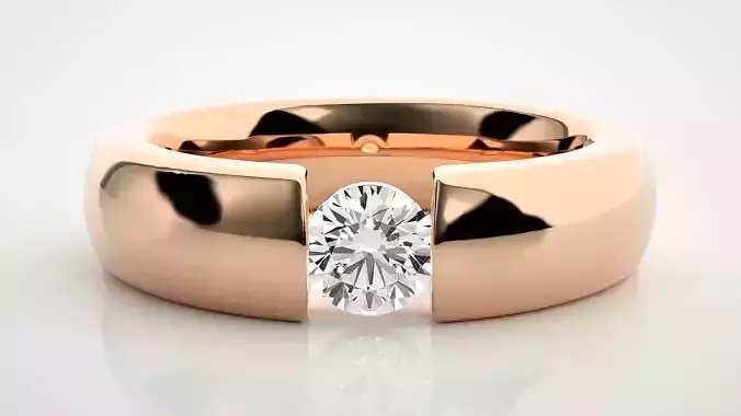 Single diamond Women solitaire ring 3dm stl render detail