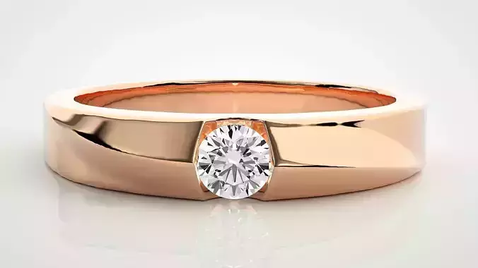 Single diamond Women solitaire ring 3dm stl render detail